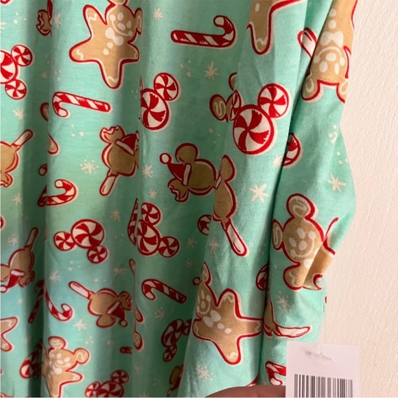 Disney Gingerbread Candy Cane Mickey Mouse Adult Pajamas Womens xl Christmas pjs - Picture 7 of 13